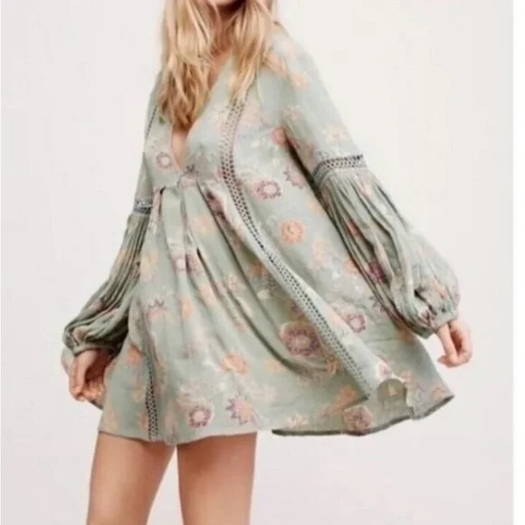 Free People Just the Two of Us Floral Boho Dress/Tunic Xsmall - Picture 2 of 9